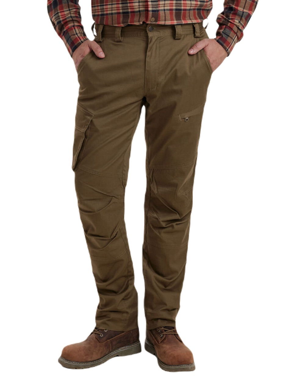 Hickory coloured Deerhunter Traveler Trousers on white background #colour_hickory