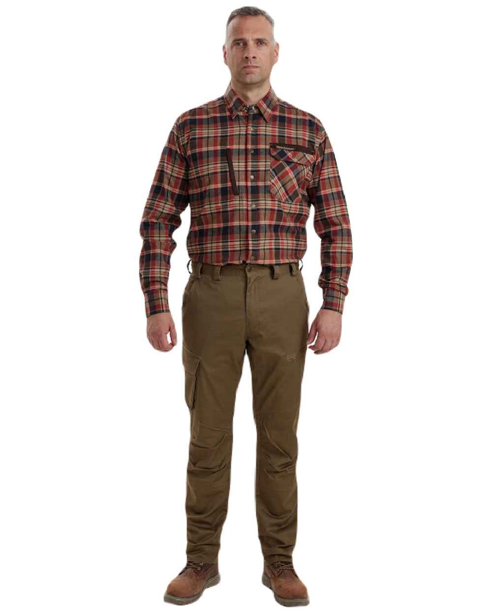 Hickory coloured Deerhunter Traveler Trousers on white background #colour_hickory