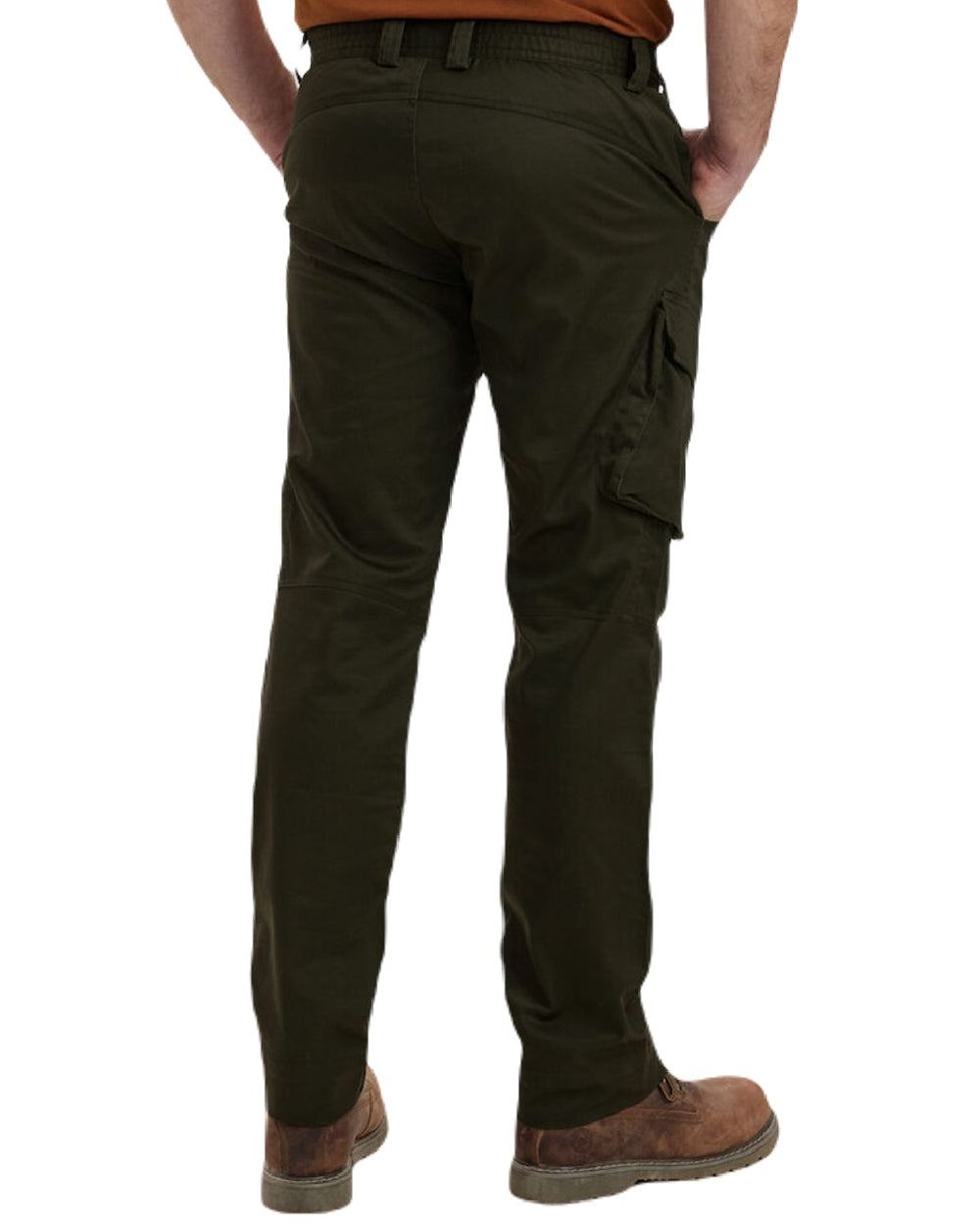 Rifle Green coloured Deerhunter Traveler Trousers on white background #colour_rifle-green