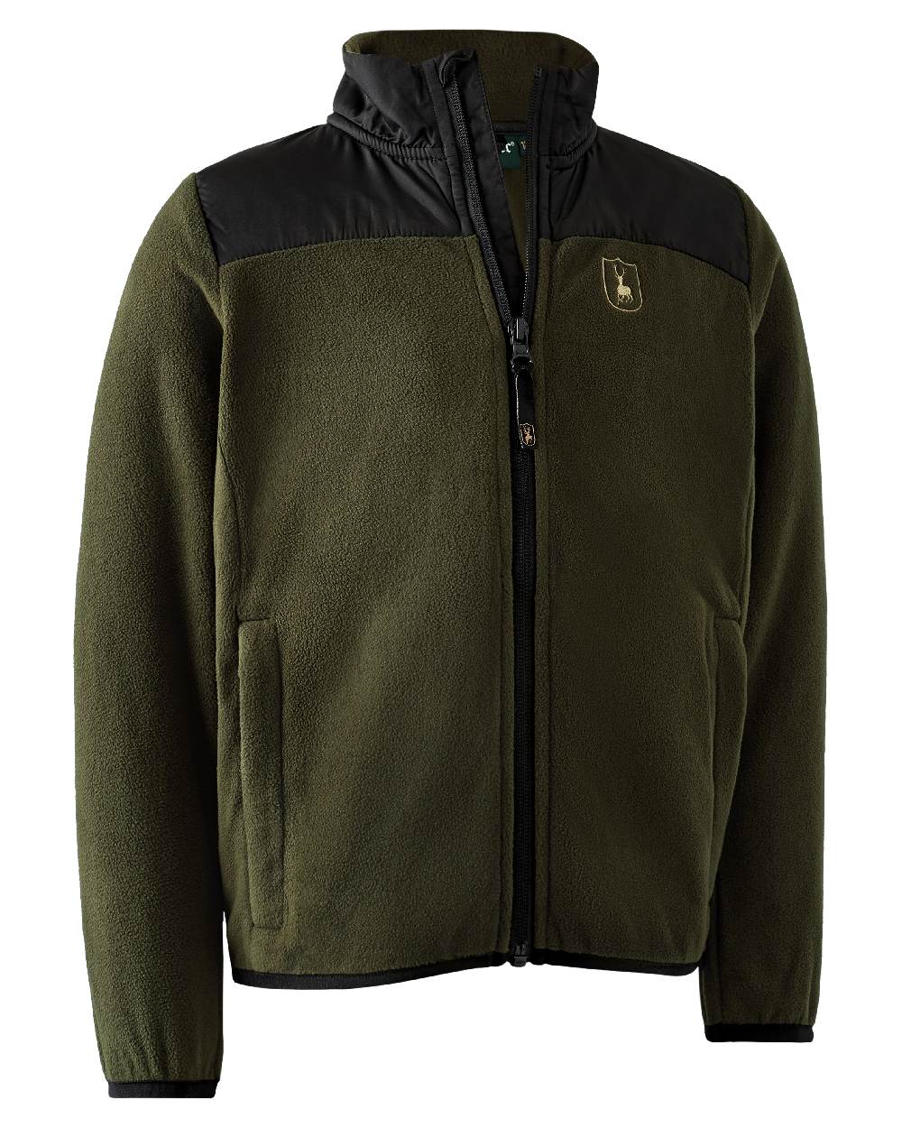 Rifle Green coloured Deerhunter Youth Northward Fleece Jacket on white background #colour_rifle-green