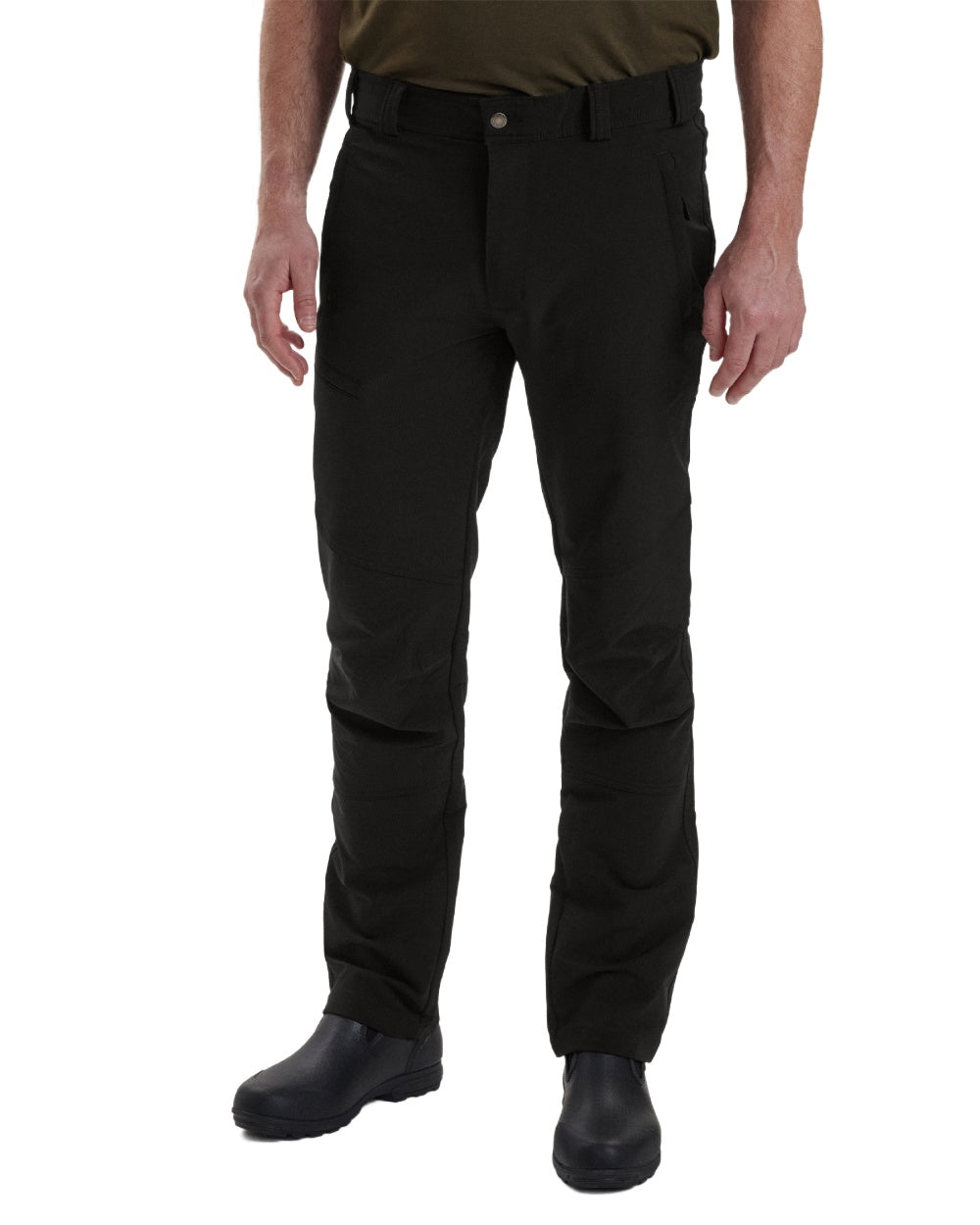 Black coloured Deerhunter Strike Full Stretch Trousers on white background #colour_black