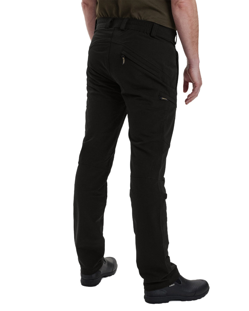 Black coloured Deerhunter Strike Full Stretch Trousers on white background #colour_black