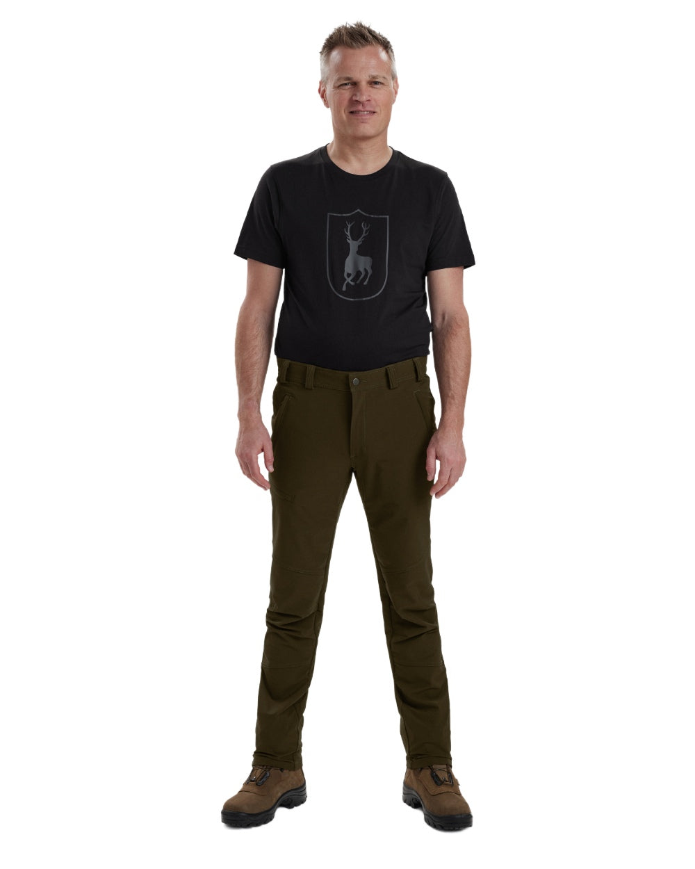 Fallen Leaf coloured Deerhunter Strike Full Stretch Trousers on white background #colour_fallen-leaf
