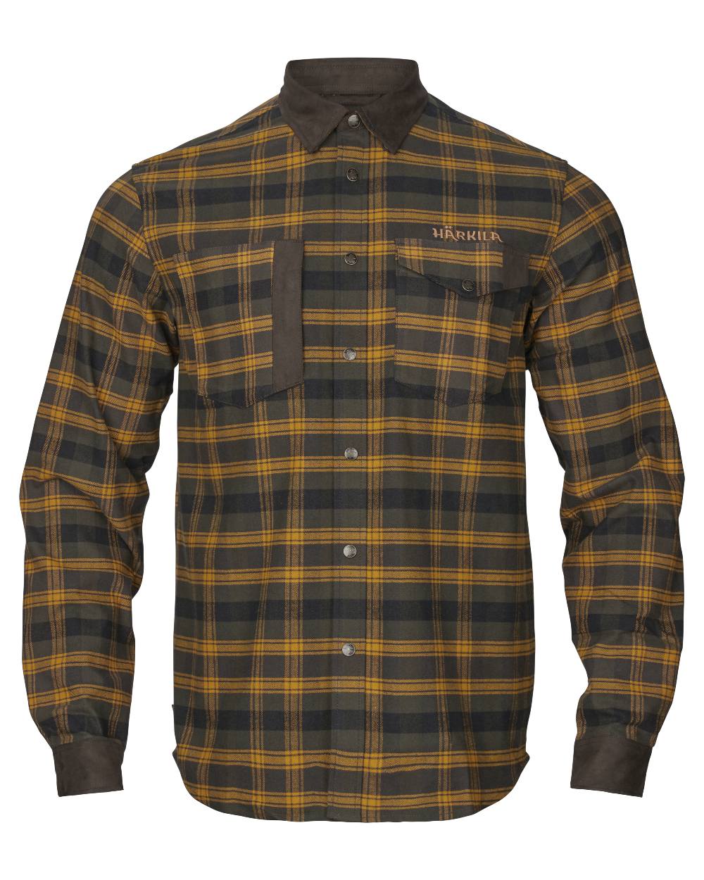 Buckthorn Brown Coloured Harkila Aivak Long Sleeved Shirt on white background #colour_buckthorn-brown