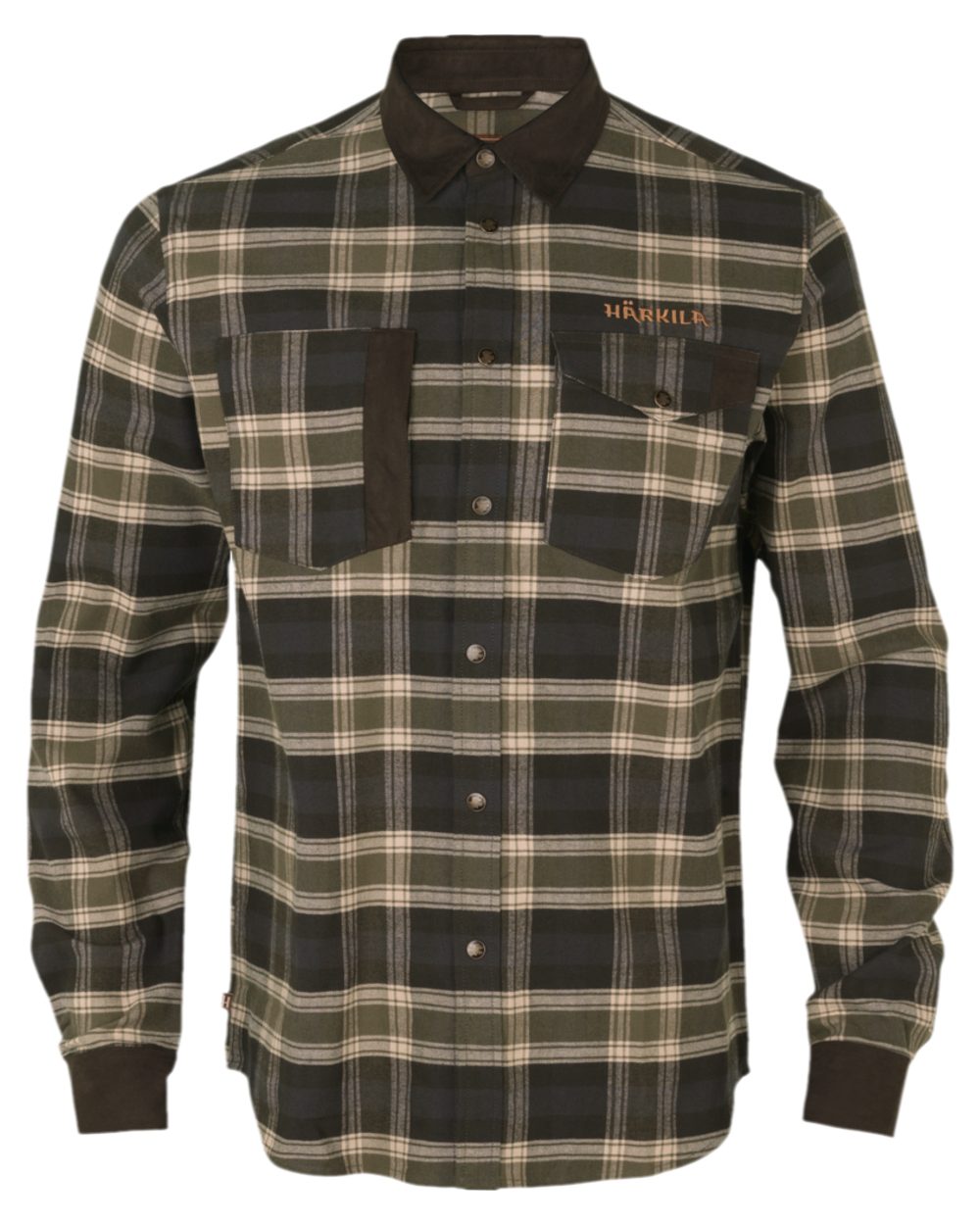 Olive Coloured Harkila Aivak Long Sleeved Shirt on white background #colour_olive