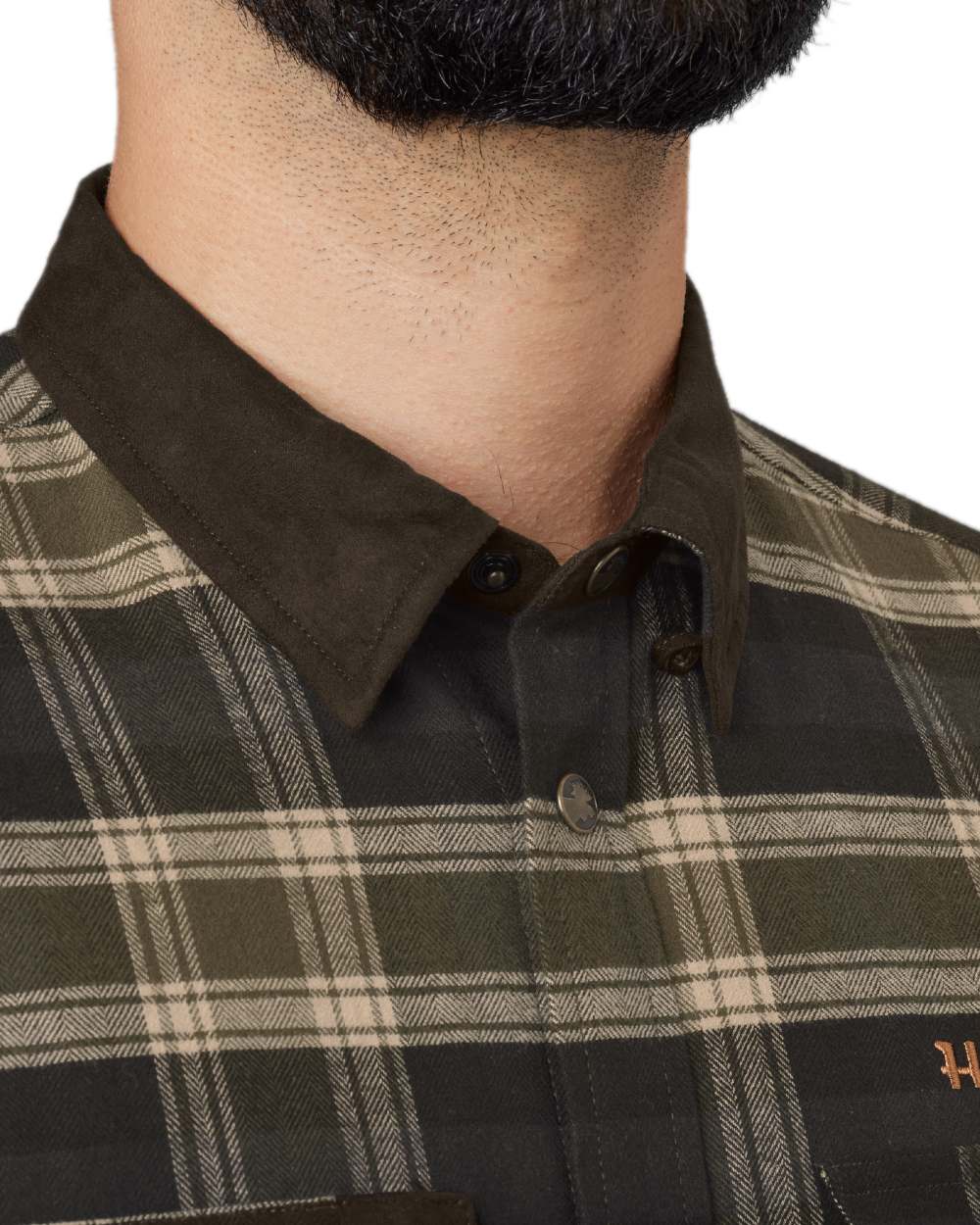 Olive Coloured Harkila Aivak Long Sleeved Shirt on white background #colour_olive
