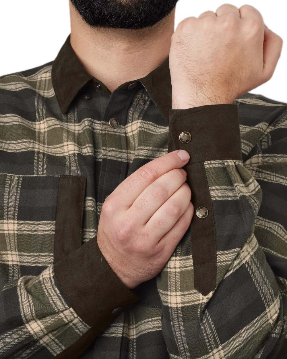 Olive Coloured Harkila Aivak Long Sleeved Shirt on white background #colour_olive