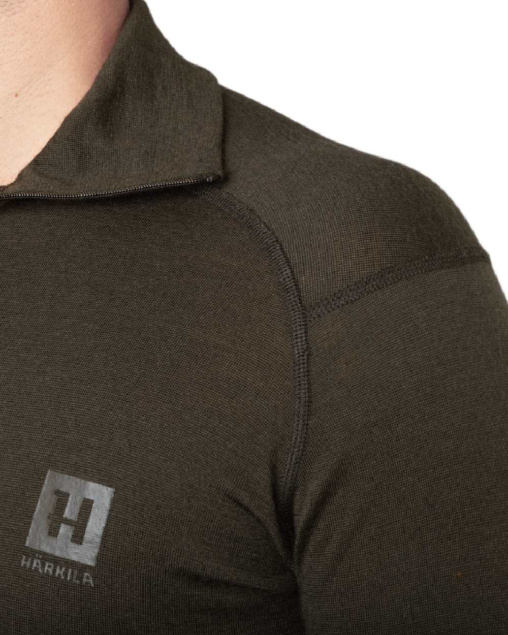 Shadow Brown Coloured Harkila All Season Half Zip Base Layer on white background #colour_shadow-brown