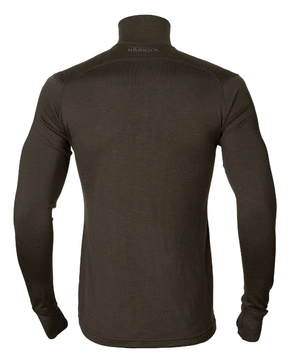 Shadow Brown Coloured Harkila All Season Half Zip Base Layer on white background #colour_shadow-brown