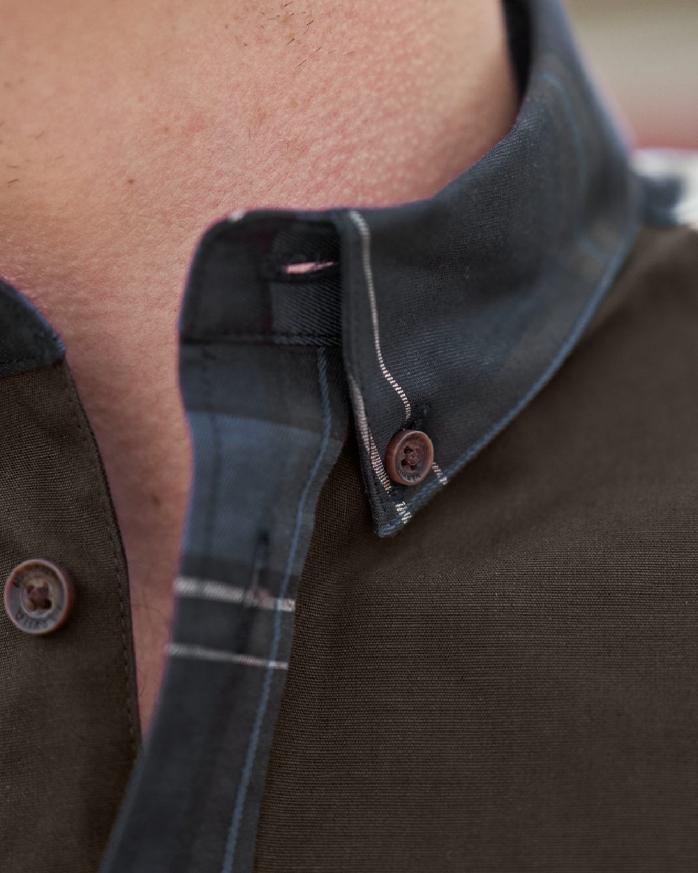 Dark Navy Coloured Harkila Anker Long Sleeve Shirt on outdoor background #colour_dark-navy