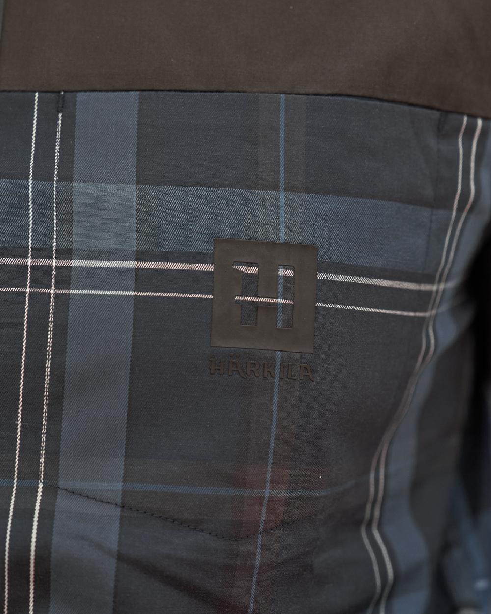 Dark Navy Coloured Harkila Anker Long Sleeve Shirt on outdoor background #colour_dark-navy