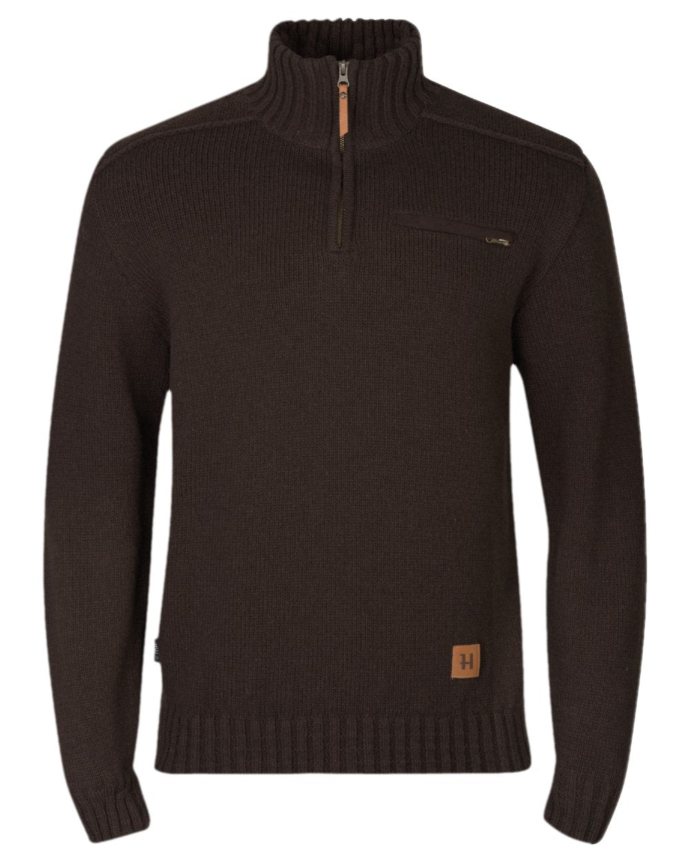 Demitasse Brown Coloured Harkila Annaboda 2.0 HSP Knit Pullover on white background #colour_demitasse-brown