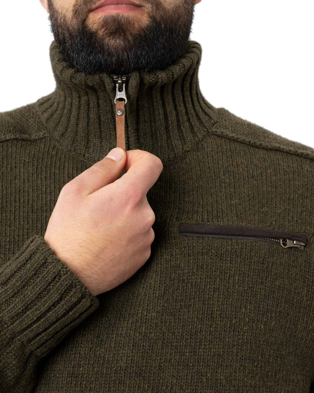 Willow Green Coloured Harkila Annaboda 2.0 HSP Knit Pullover on white background #colour_willow-green