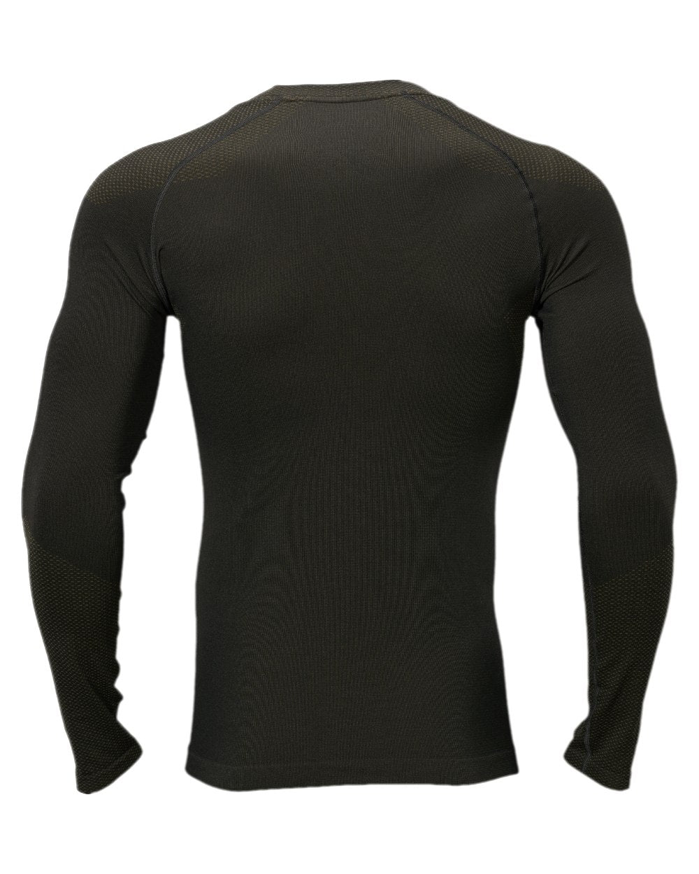 Dark Willow Green Coloured Harkila Base Active Long Sleeve O-Neck on white background #colour_dark-willow-green