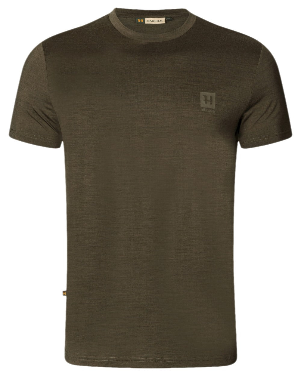 Willow Green Coloured Harkila Base All Season Short Sleeve T-Shirt on white background #colour_willow-green