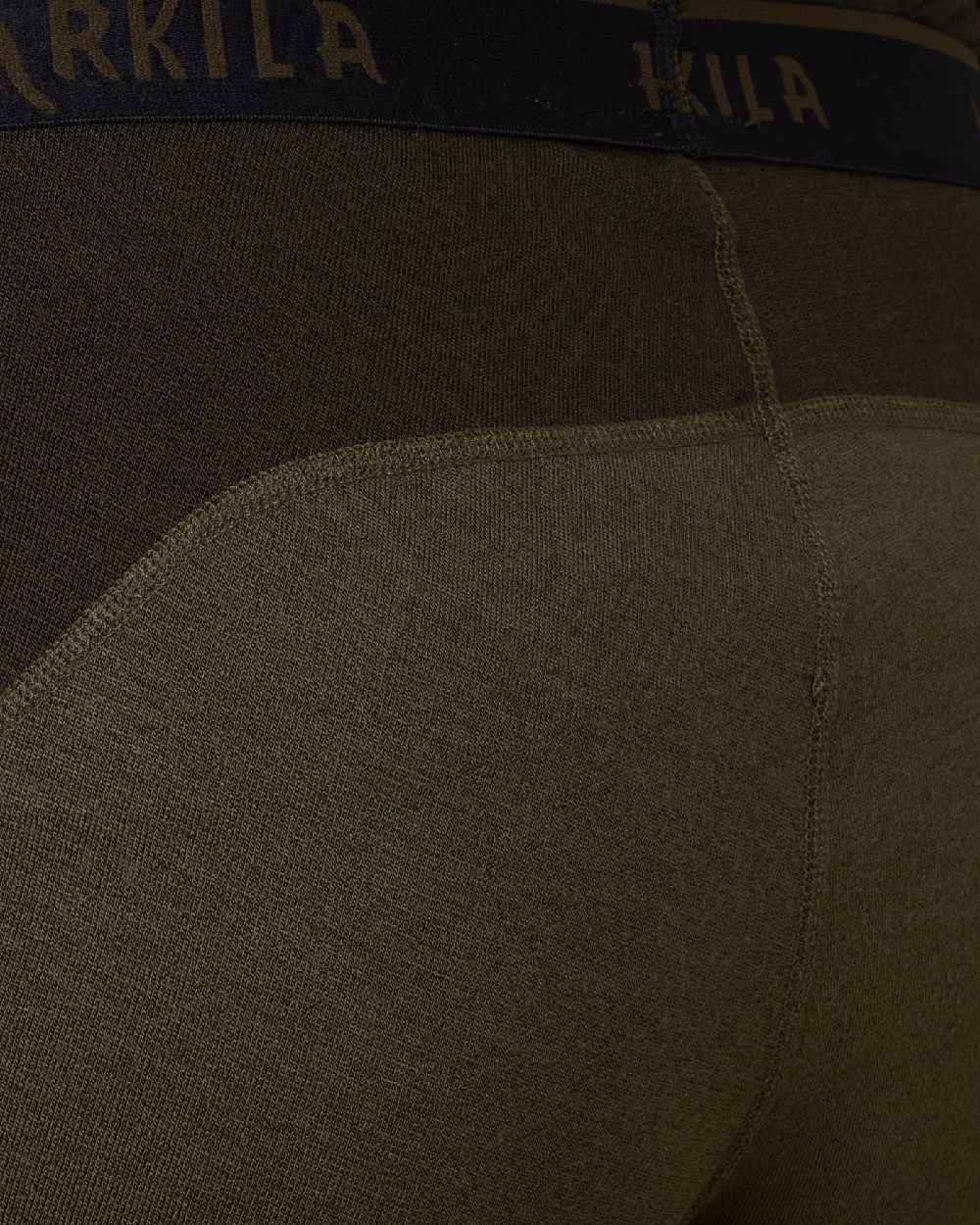 Willow Green Shadow Brown Coloured Harkila Base Warm Long Johns on white background #colour_willow-green-shadow-brown