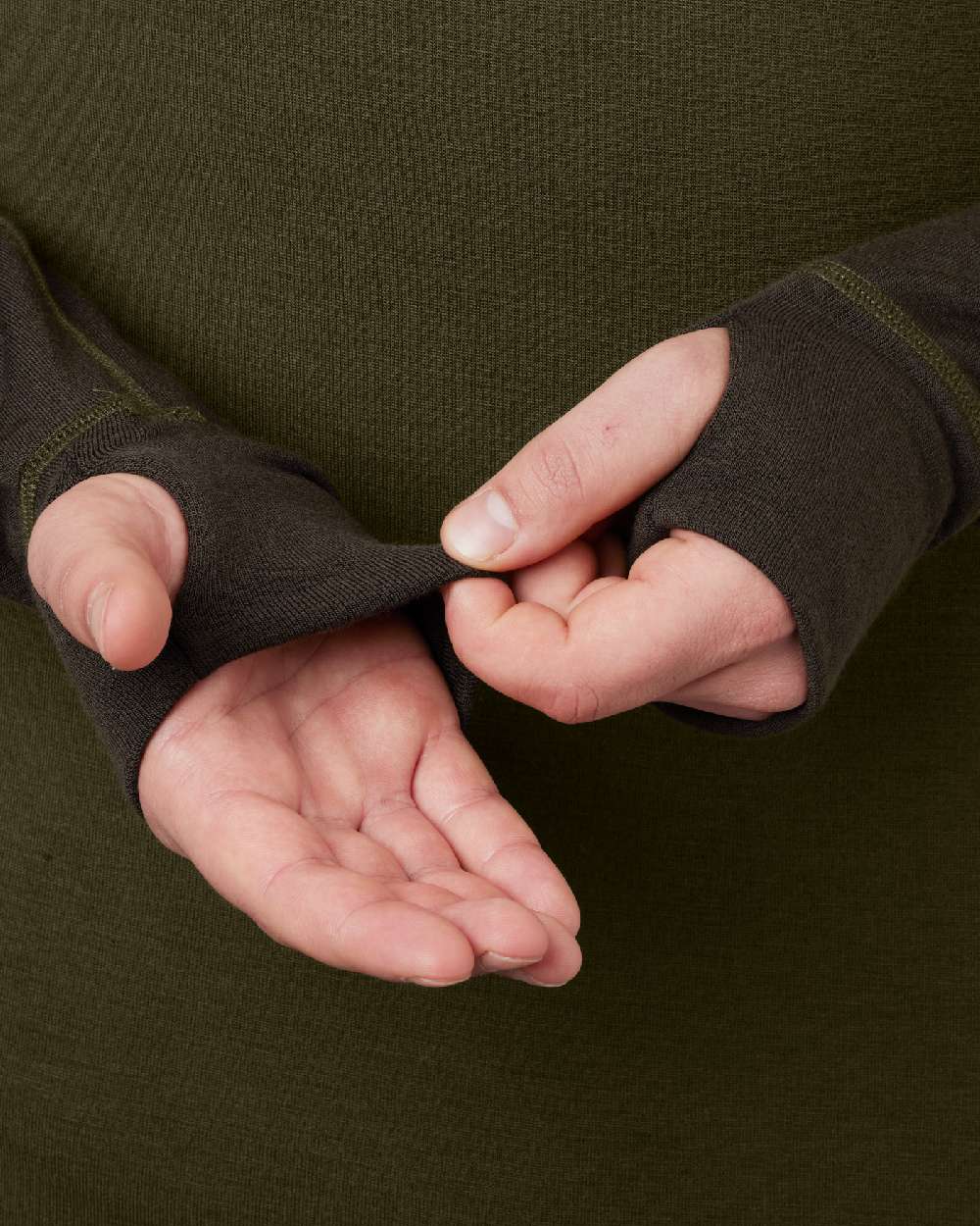 Willow Green Shadow Brown Coloured Harkila Base Warm Zip Neck on white background #colour_willow-green-shadow-brown