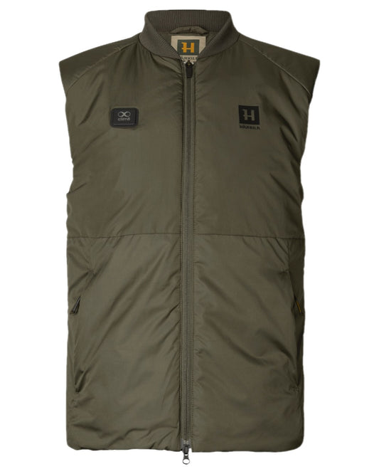Willow Green Coloured Harkila Clim8 Base Waistcoat on white background #colour_willow-green