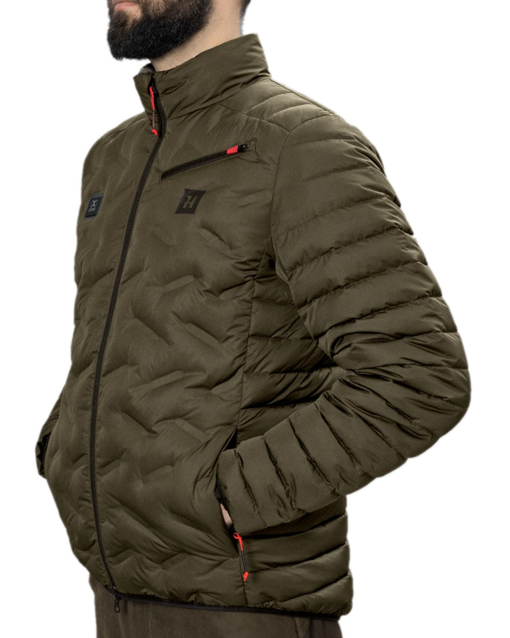 Willow Green Coloured Harkila Clim8 Insulated Jacket on white background #colour_willow-green
