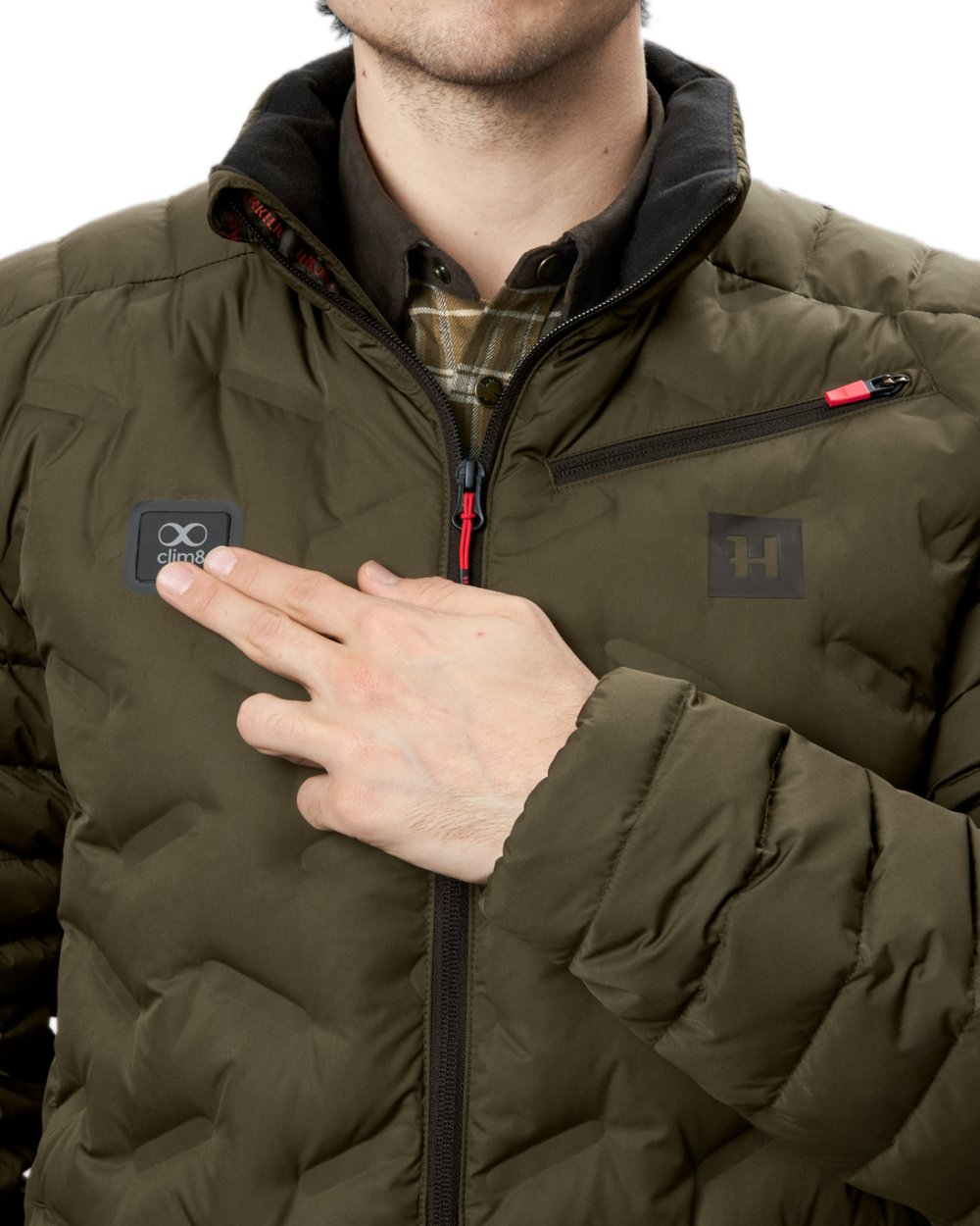 Willow Green Coloured Harkila Clim8 Insulated Jacket on white background #colour_willow-green
