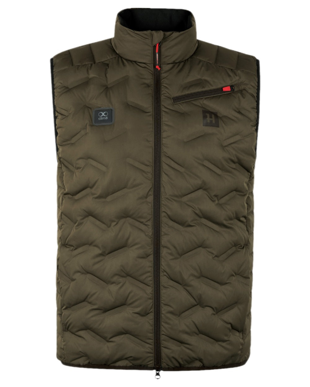 Willow Green Coloured Harkila Clim8 Insulated Waistcoat on white background #colour_willow-green