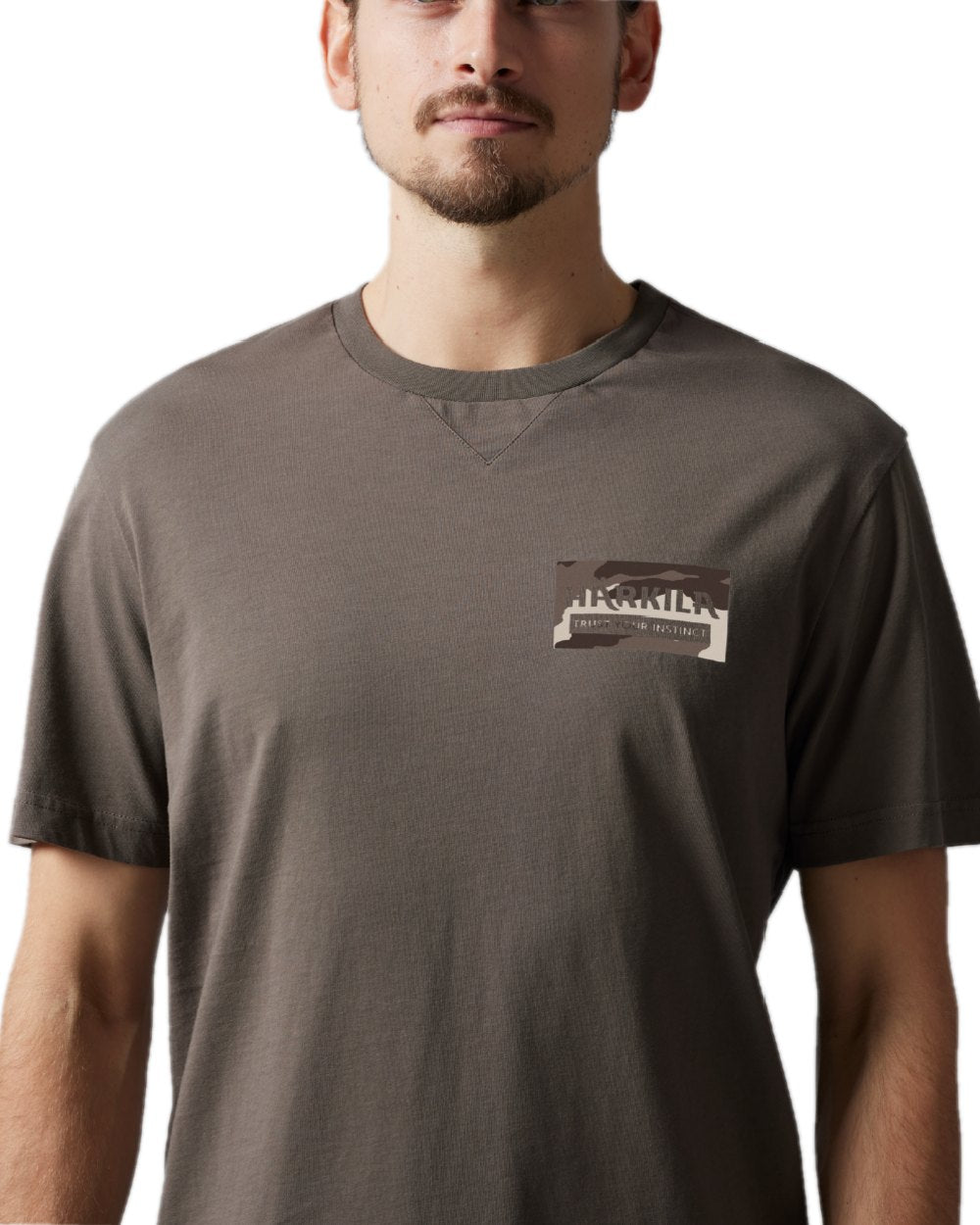 Brown Granite Coloured Harkila Core T-Shirt on white background #colour_brown-granite