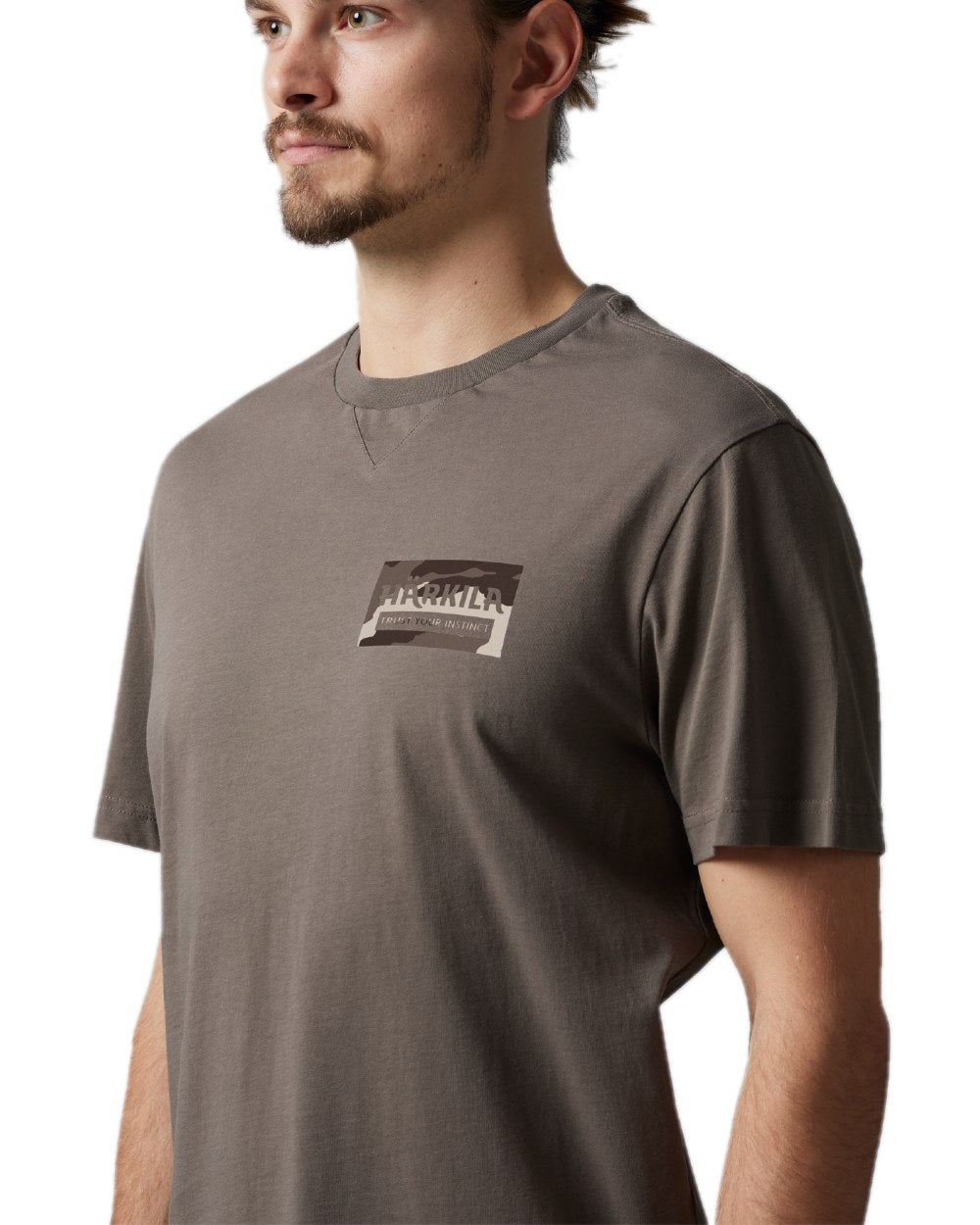 Brown Granite Coloured Harkila Core T-Shirt on white background #colour_brown-granite