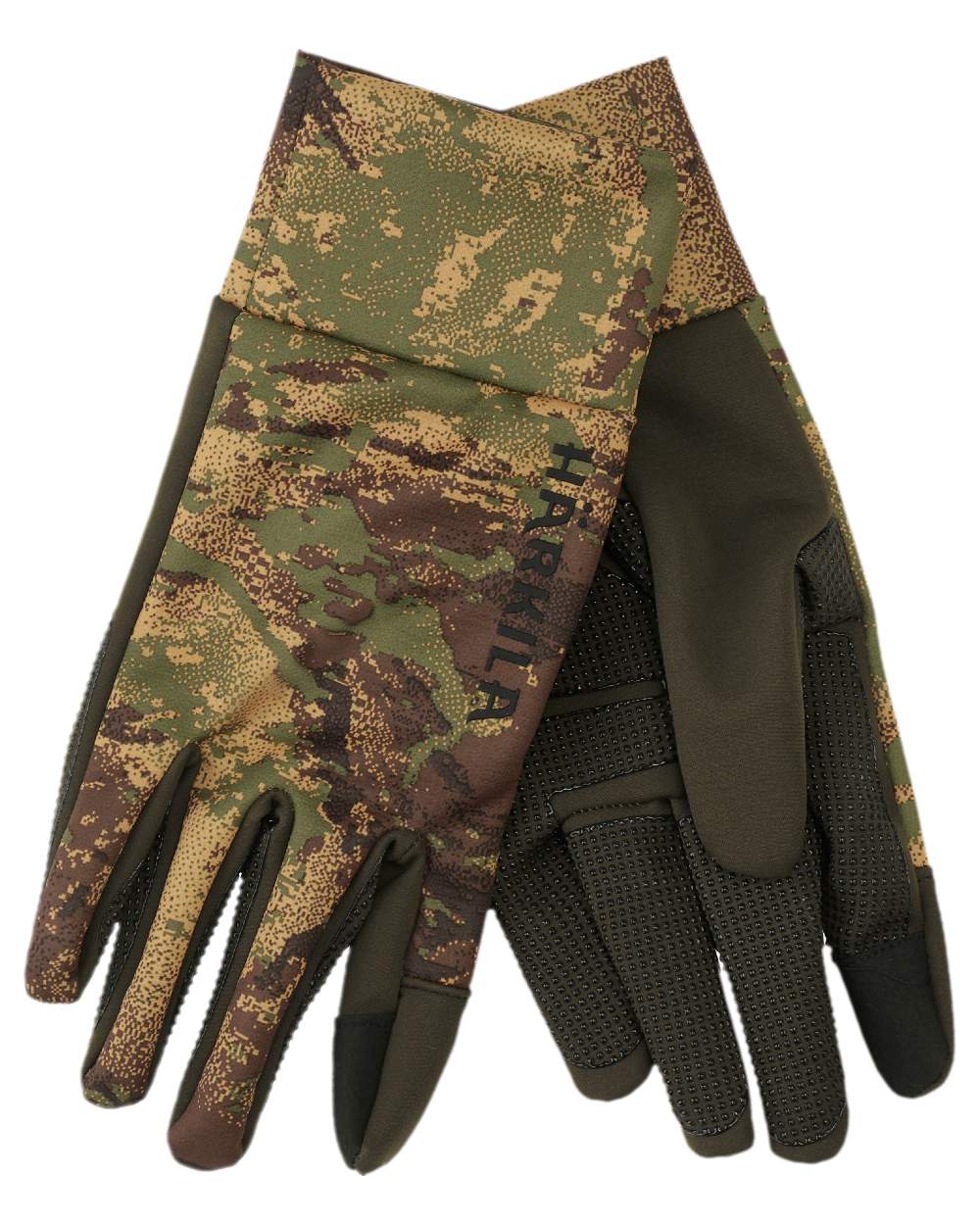 AXIS Forest Coloured Harkila Deer Stalker Camo Fleece Gloves on white background #colour_axis-forest