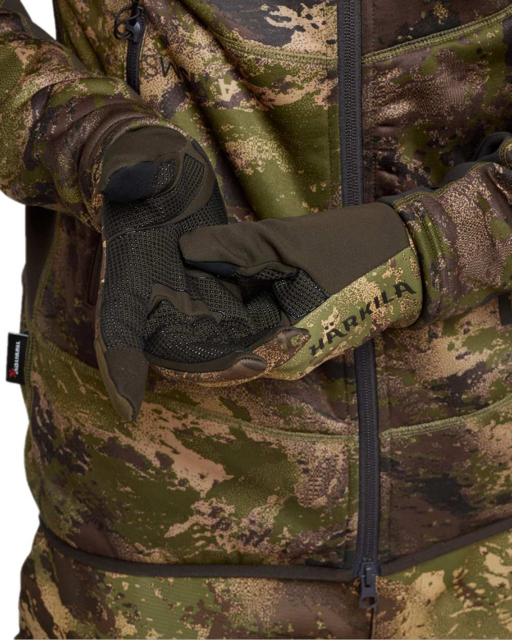 AXIS Forest Coloured Harkila Deer Stalker Camo Fleece Gloves on white background #colour_axis-forest