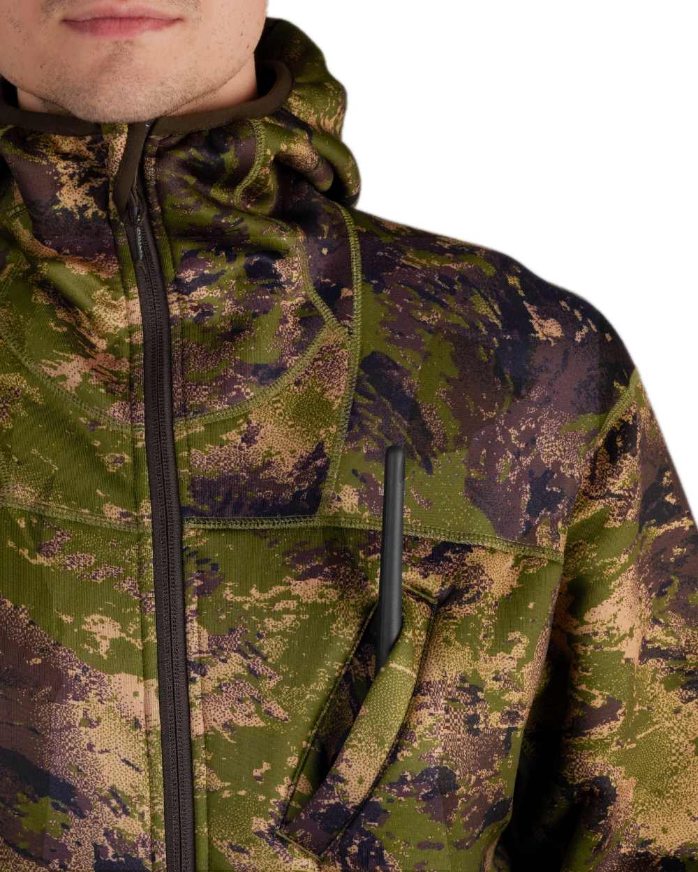 AXIS Forest Coloured Harkila Deer Stalker Camo Fleece Hoodie on white background #colour_axis-forest