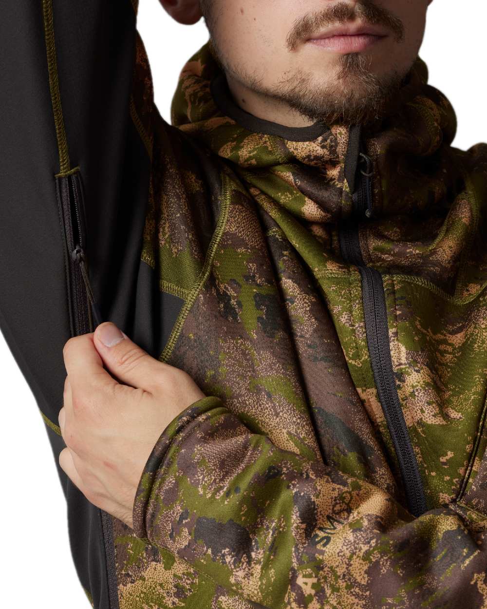 AXIS Forest Coloured Harkila Deer Stalker Camo Fleece Hoodie on white background #colour_axis-forest