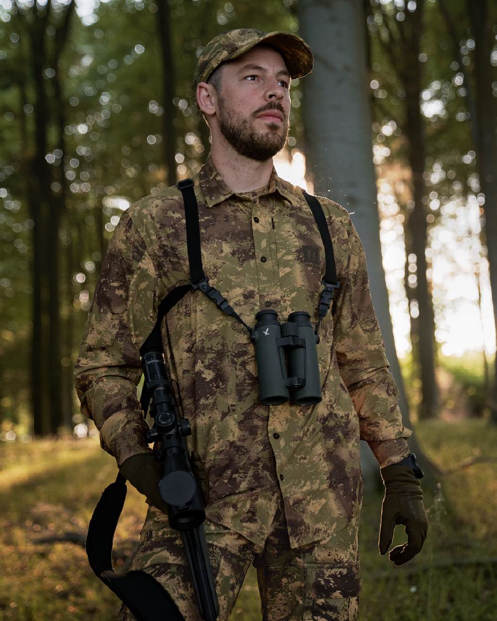 AXIS Forest Coloured Harkila Deer Stalker Camo Long Sleeve Shirt on outdoor background #colour_axis-forest