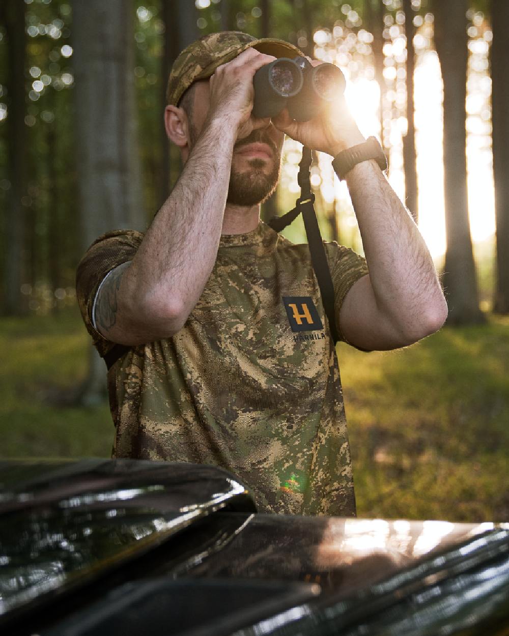AXIS Forest Coloured Harkila Deer Stalker Camo Short Sleeve T-Shirt on outdoor background #colour_axis-forest