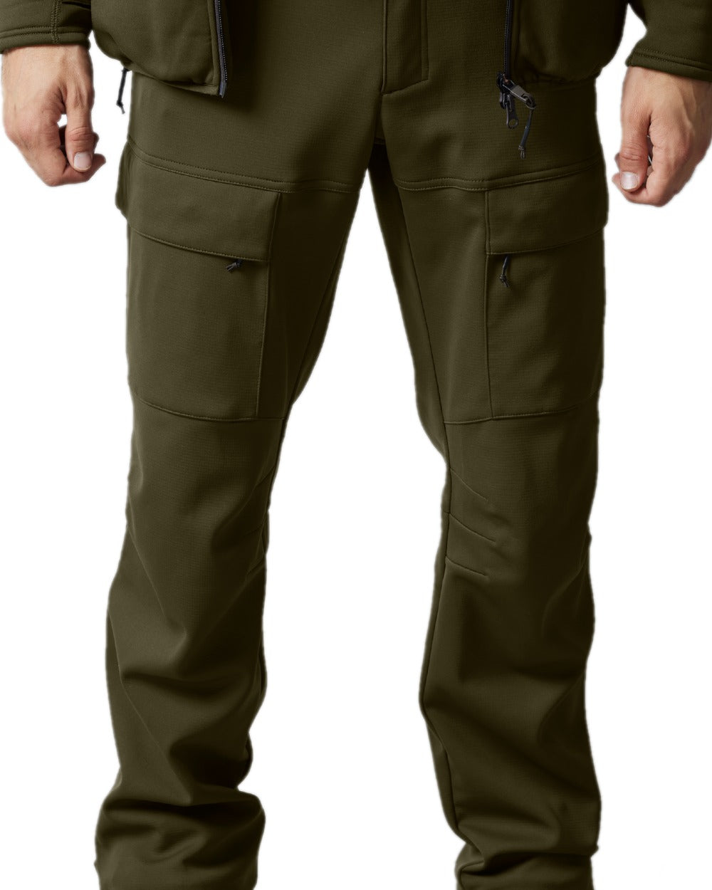 Willow Green Shadow Brown Coloured Harkila Deer Stalker Light Trousers on white background #colour_willow-green-shadow-brown
