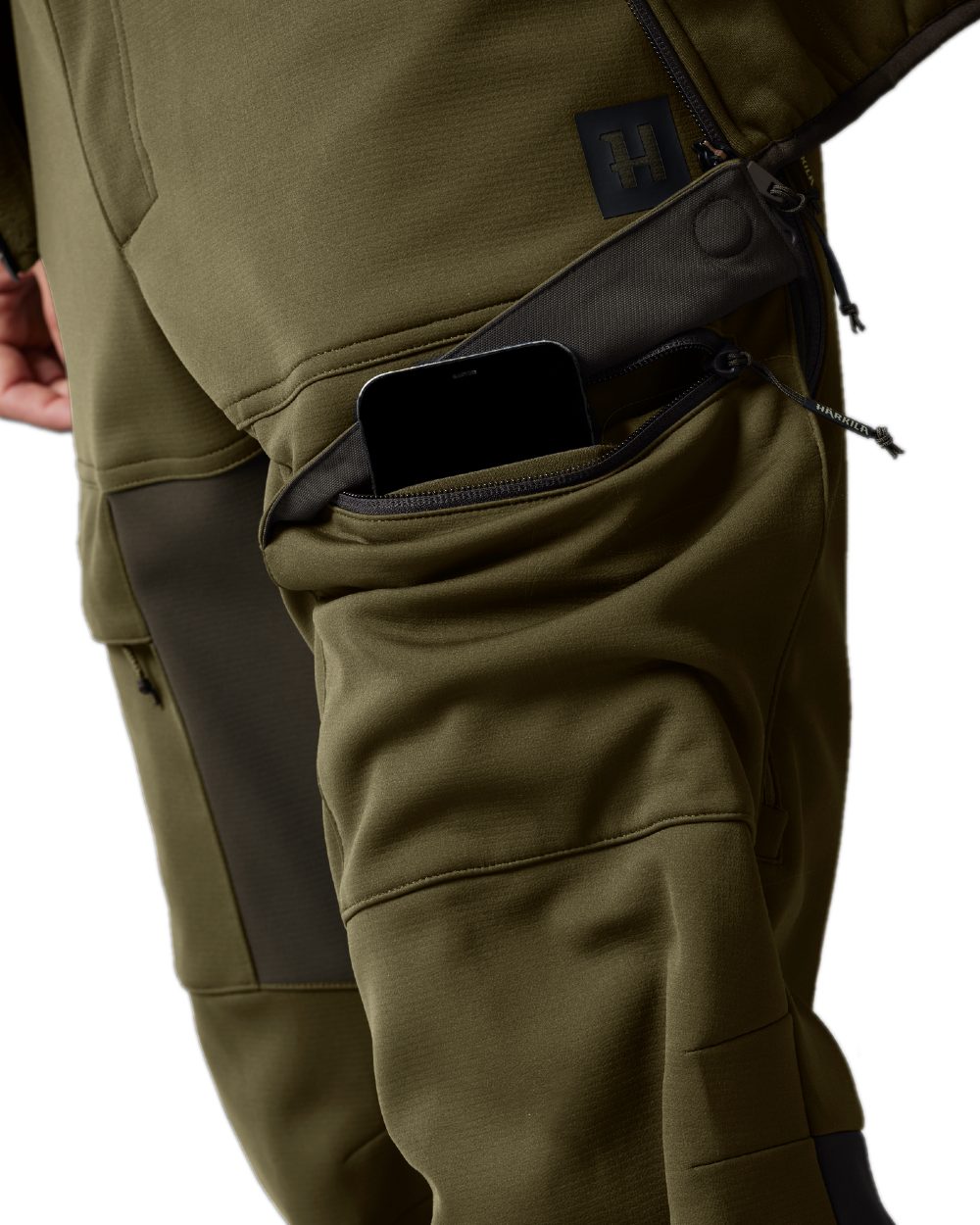 Willow Green Shadow Brown Coloured Harkila Deer Stalker Light Trousers on white background #colour_willow-green-shadow-brown