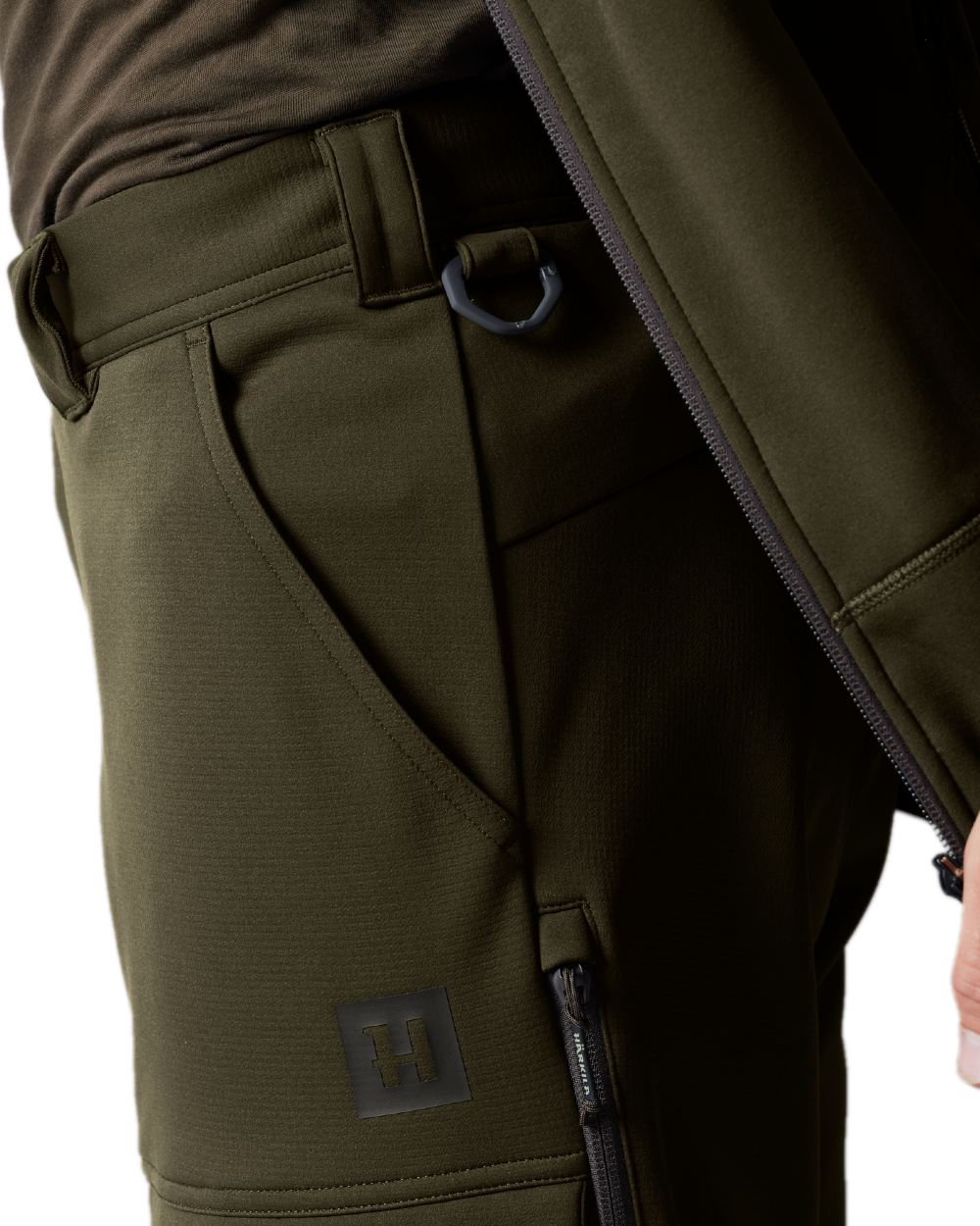 Willow Green Shadow Brown Coloured Harkila Deer Stalker Light Trousers on white background #colour_willow-green-shadow-brown