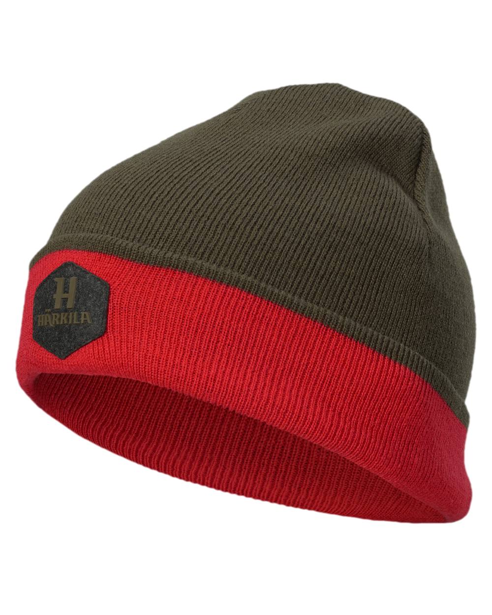 Willow Green Coloured Harkila Driven Hunt Reversible Beanie on white background #colour_willow-green