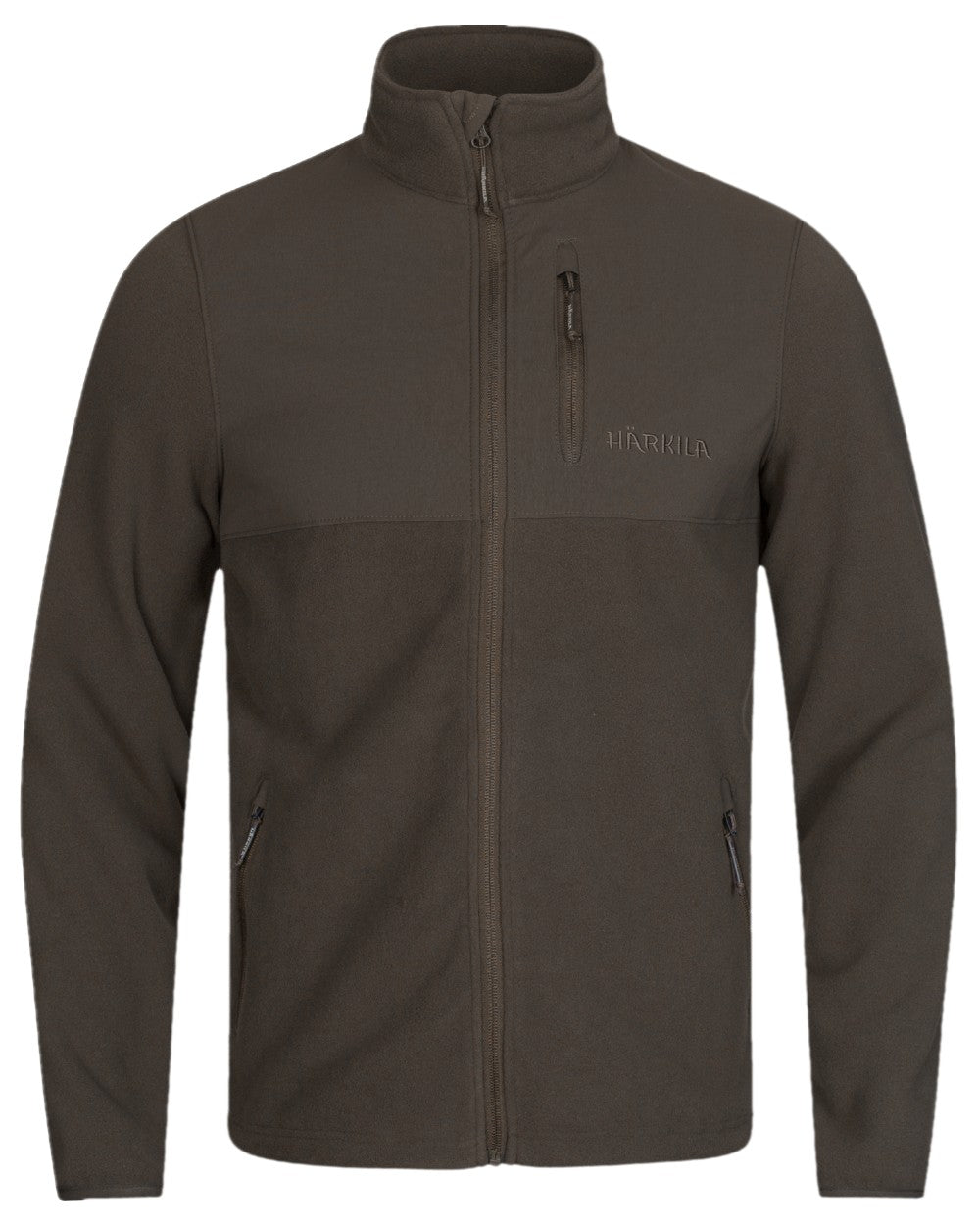 Shadow Brown Coloured Harkila Fjell Fleece Jacket on white background #colour_shadow-brown