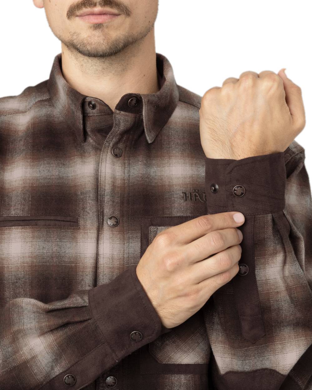 Burgundy Coloured Harkila Folke Shirt Jacket on white background #colour_burgundy
