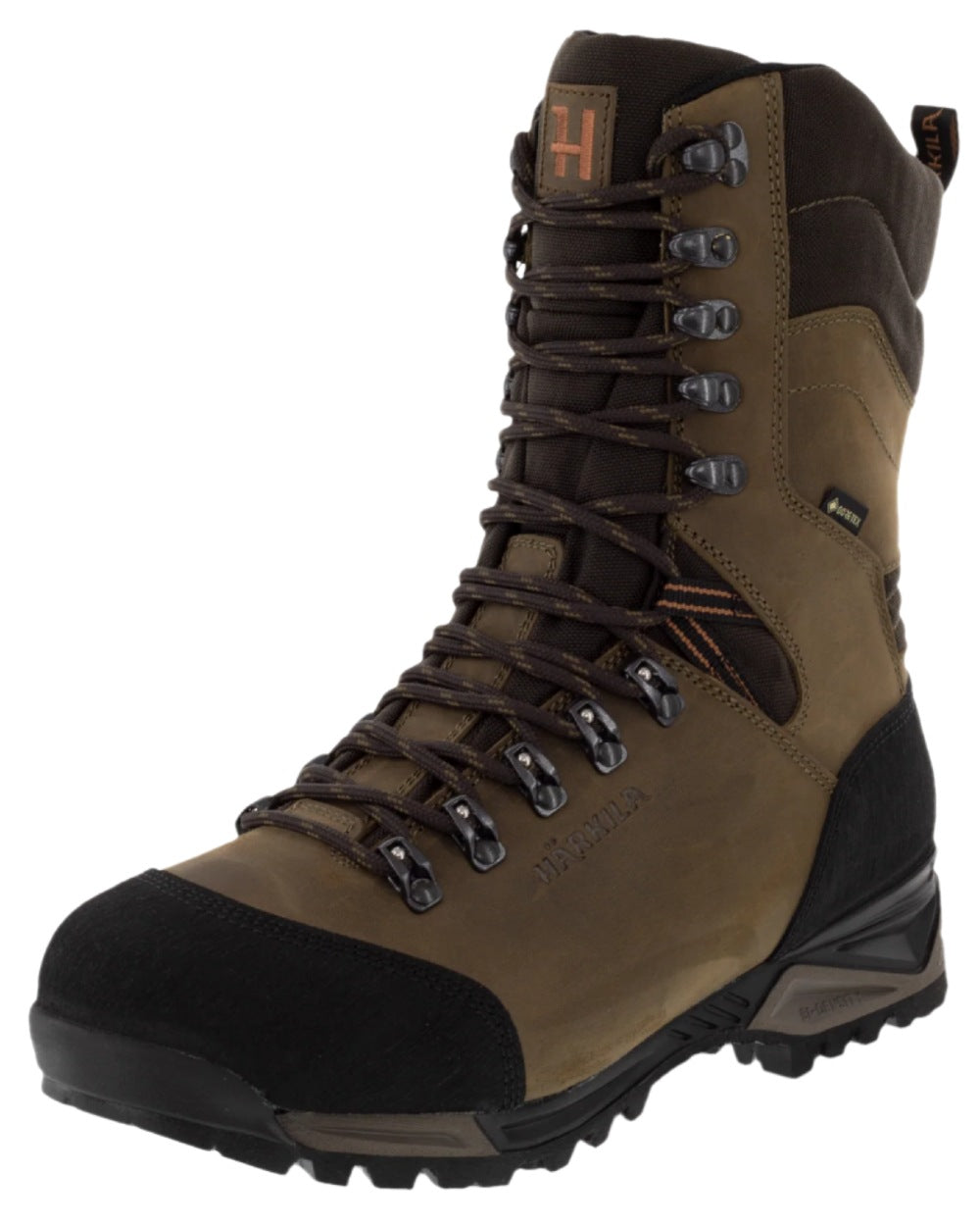 Willow Green Coloured Harkila Forest Hunter Hi GTX Boots on white background #colour_willow-green
