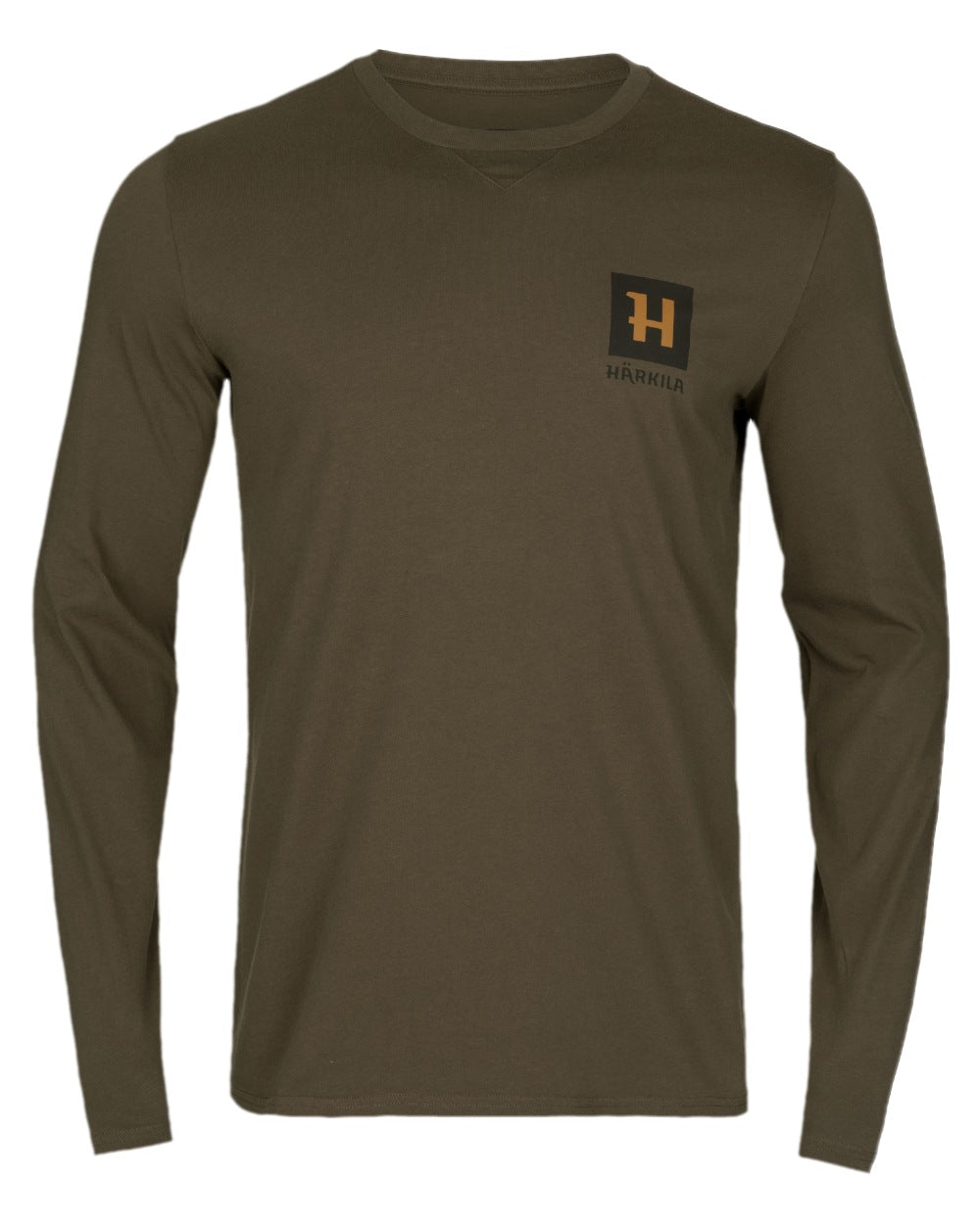 Willow Green Coloured Harkila Gorm Long Sleeve T-Shirt on white background #colour_willow-green