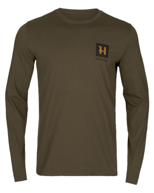 Willow Green Coloured Harkila Gorm Long Sleeve T-Shirt on white background #colour_willow-green