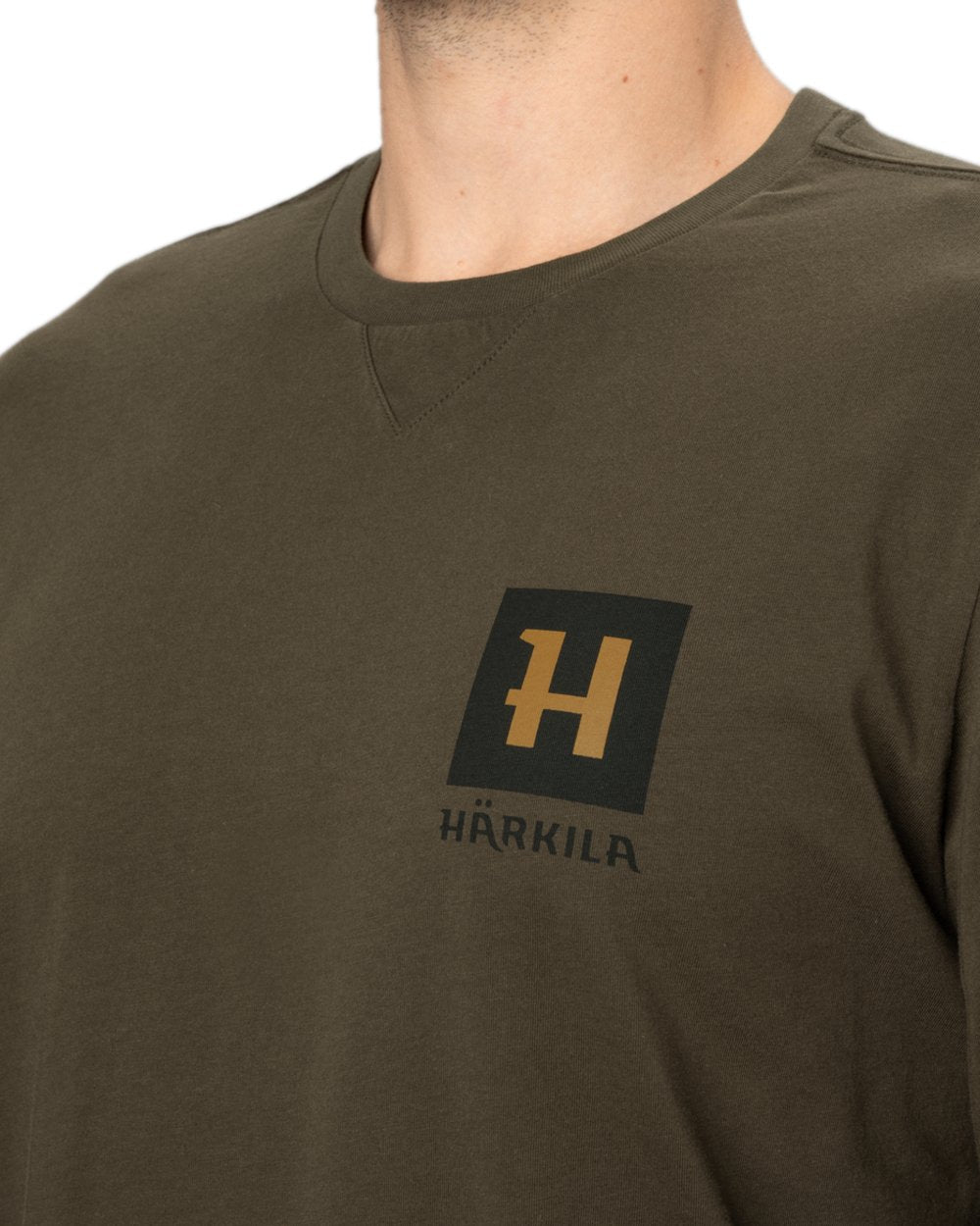 Willow Green Coloured Harkila Gorm Long Sleeve T-Shirt on white background #colour_willow-green