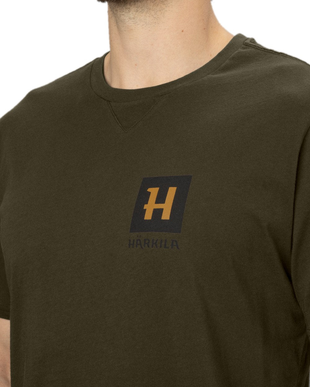 Willow Green Coloured Harkila Gorm Short Sleeved T-Shirt on white background #colour_willow-green