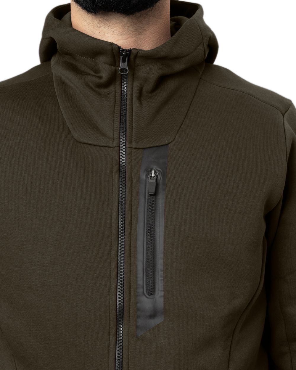 Shadow Brown Coloured Harkila Hoodie on white background #colour_shadow-brown