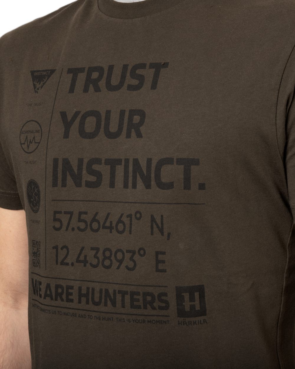 Shadow Brown Coloured Harkila Instinct Short Sleeve T-Shirt on white background #colour_shadow-brown