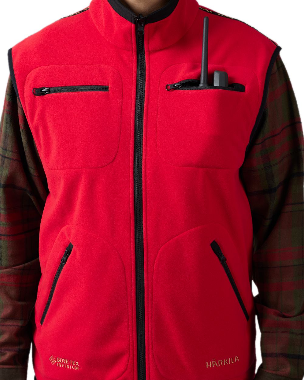 Brown Red Coloured Harkila Kamko Fleece Waistcoat on white background #colour_brown-red