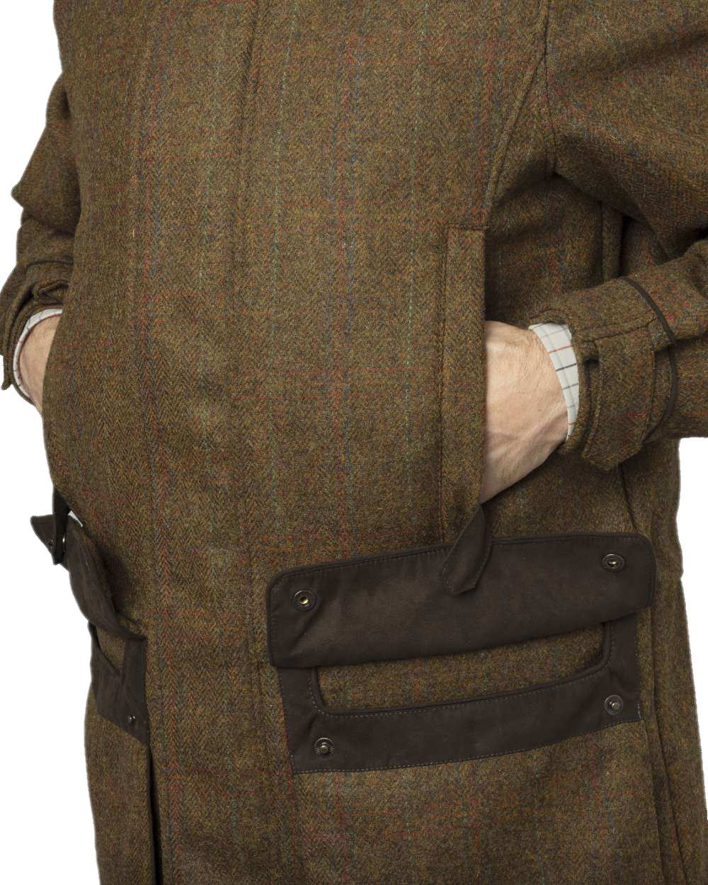 Terragon Brown Coloured Harkila Kenmore GTX Jacket on white background #colour_terragon-brown