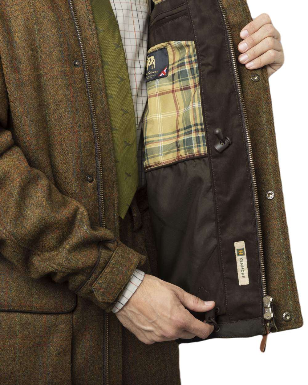 Terragon Brown Coloured Harkila Kenmore GTX Jacket on white background #colour_terragon-brown