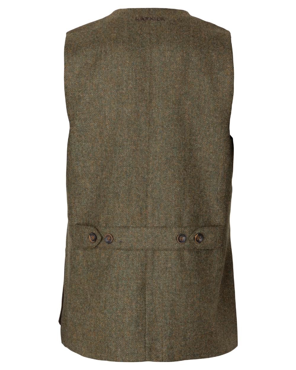 Forest Green Herringbone coloured Harkila Kenmore Shooting Waistcoat on white background #colour_forest-green-herringbone